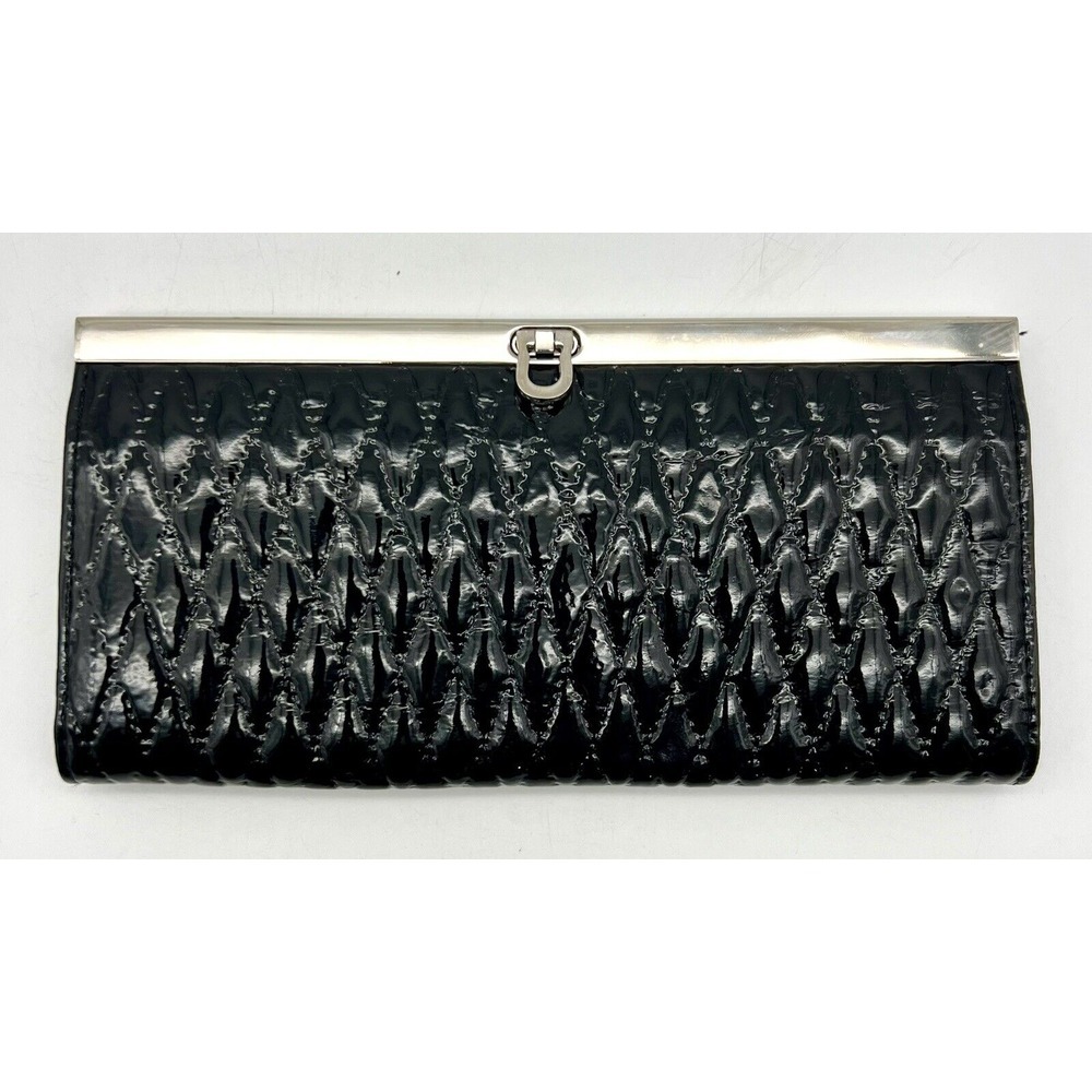Vintage Women's Wallet Faux Leather‎ Quad-Fold Black